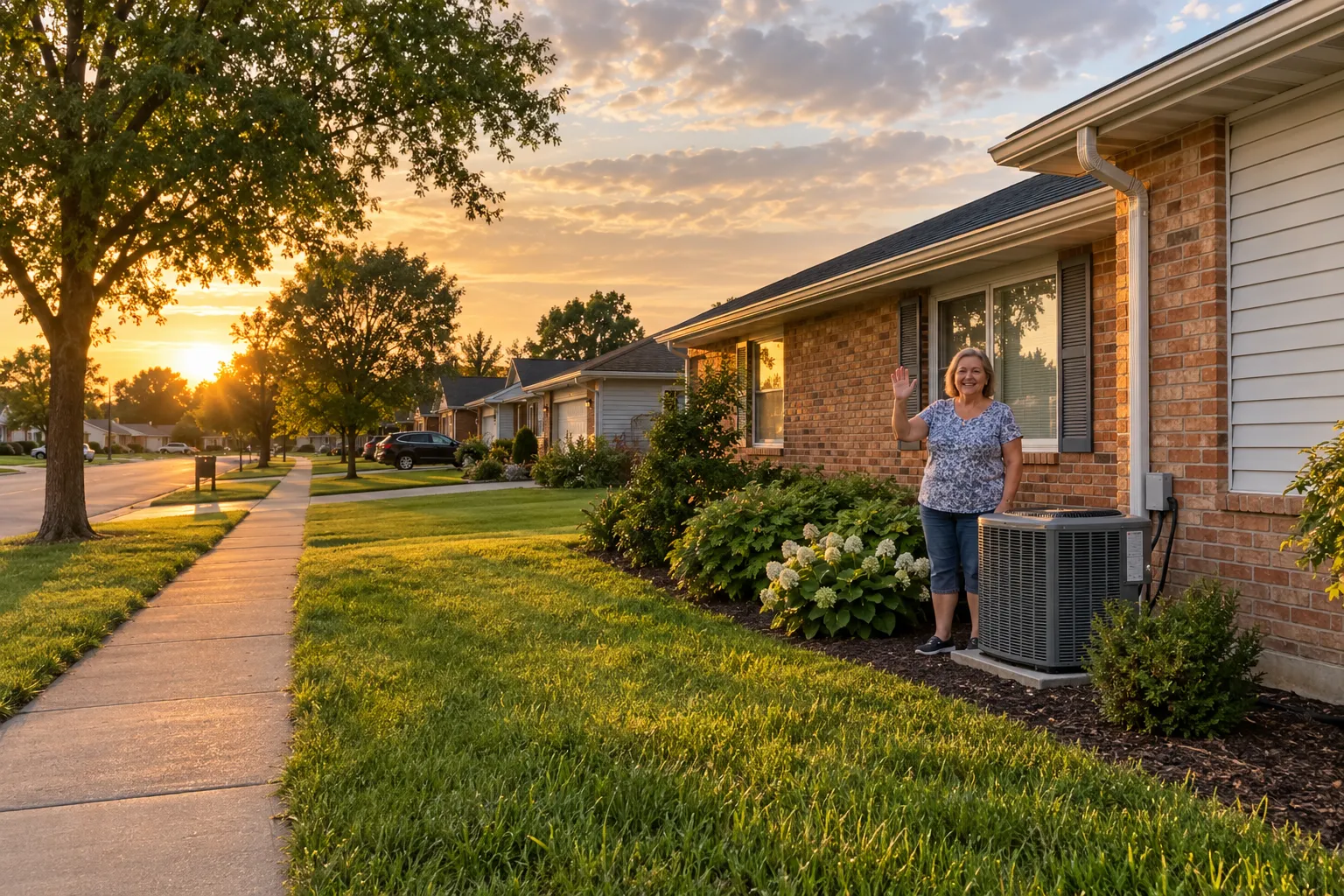 A ranch-style home with an outdoor AC unit in Frisco